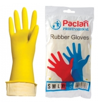 фото: Перчатки латексные Paclan Professional р.XL, желтые, с х/б напылением