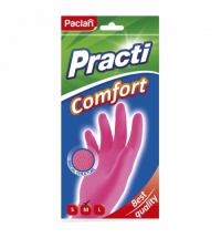 фото: Перчатки резиновые Paclan Comfort р. M, розовые