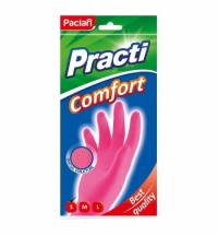 фото: Перчатки резиновые Paclan Comfort р. S, розовые