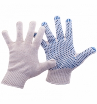 фото: Перчатки трикотажные Officeclean 1 пара, белые, 4 нити, с ПВХ, 10класс