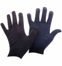 фото: Перчатки трикотажные Officeclean 1 пара, черные, 4 нити, с ПВХ, 10класс