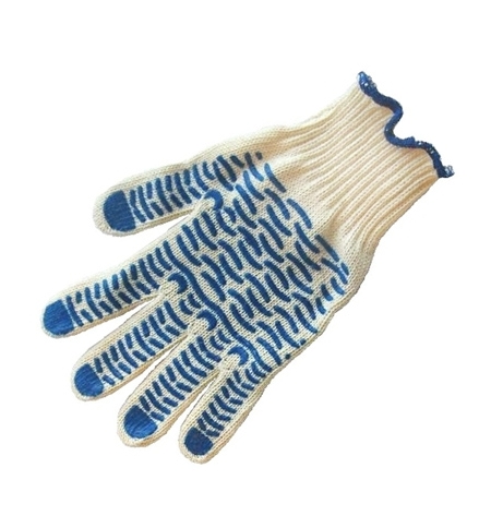 фото: Перчатки трикотажные Волна 1 пара, белые, 3 нити, с ПВХ, 7.5 класс