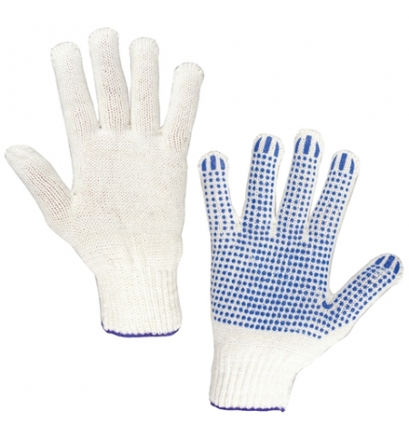 фото: Перчатки трикотажные Точка синяя, с ПВХ, 5 пар