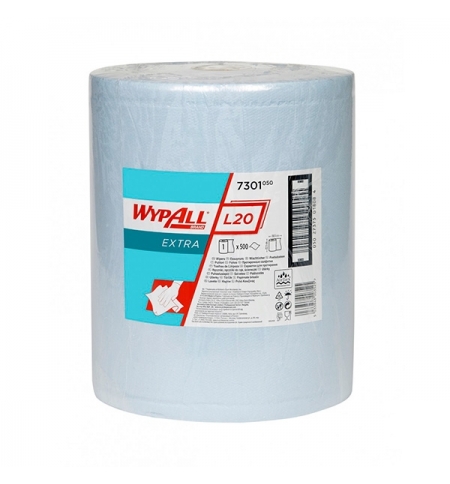 фото: Протирочный материал Kimberly-Clark WypAll L20, 7301, для сильных загрязнений, в рулоне, 190м, 2 сло