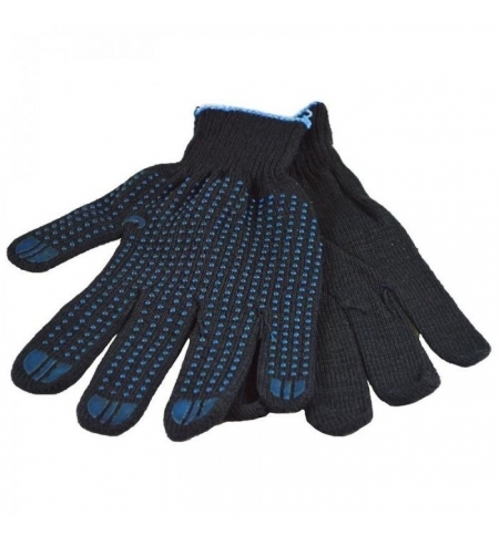 фото: Перчатки трикотажные Точка 10 пар, черные, 4 нити, с ПВХ