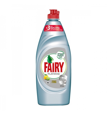 фото: Средство для мытья посуды Fairy Platinum 650мл, лимон/ лайм, гель