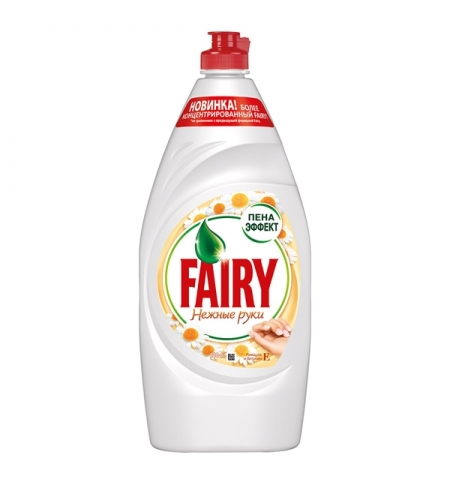 фото: Средство для мытья посуды Fairy Нежные руки 900мл, ромашка/ витамин E, гель, пена-эффект