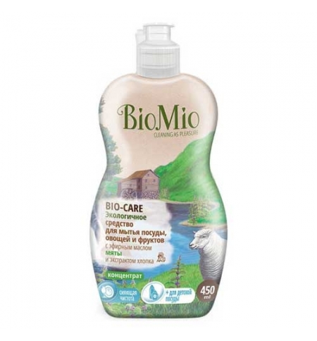 фото: Средство для посуды и детских принадлежностей Bio Mio Эко 450мл, эфирное масло мяты/ экстракт хлопка
