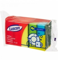 Губка для мытья посуды Luscan Макси поролоновая с абразивным слоем, 9.5х.6.5см, ассорти, 5шт/уп