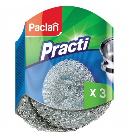 фото: Губка для мытья посуды Paclan Practi металлическая, 3шт/уп