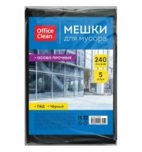 фото: Мешки для мусора Officeclean ПВД 240л, особо прочные, 5шт/уп