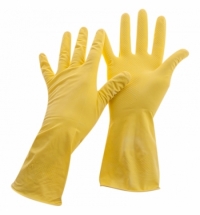 Перчатки латексные Officeclean р.L, желтые, пара