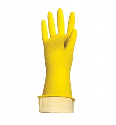 фото: Перчатки латексные Paclan Professional р.L, желтые, с х/б напылением